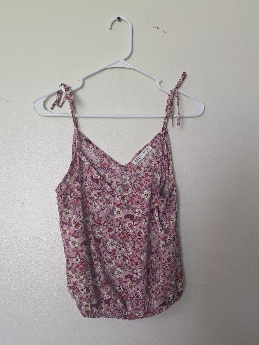 Floral Tie-Strap Cami in Mauve Pink